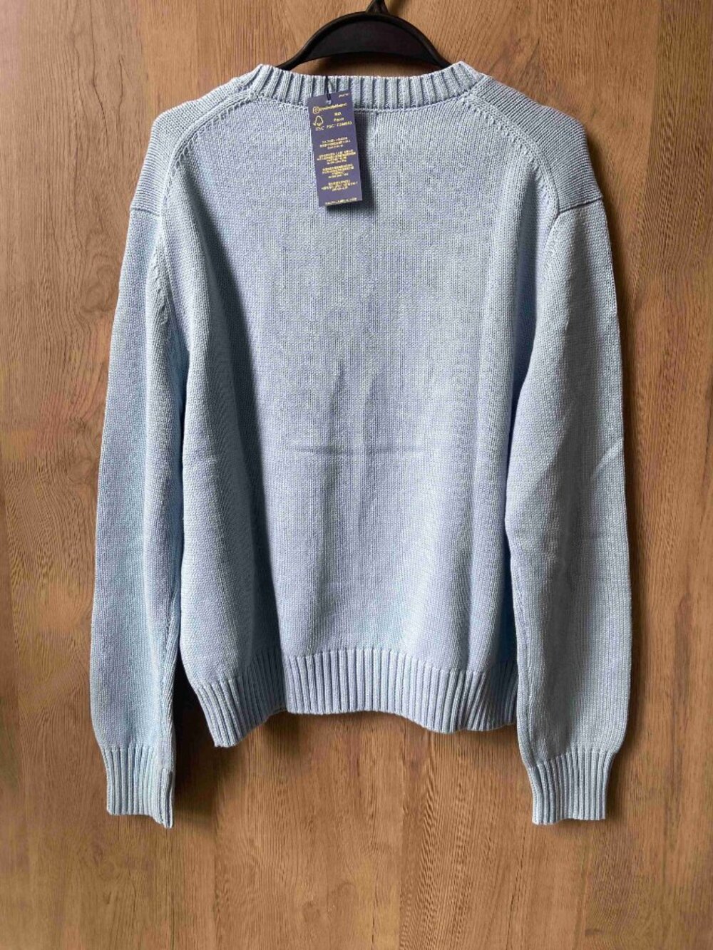 Polo Ralph Lauren Embroidered Bear Knit Jumper Light Blue Crewneck Sweater - Picture 8 of 8